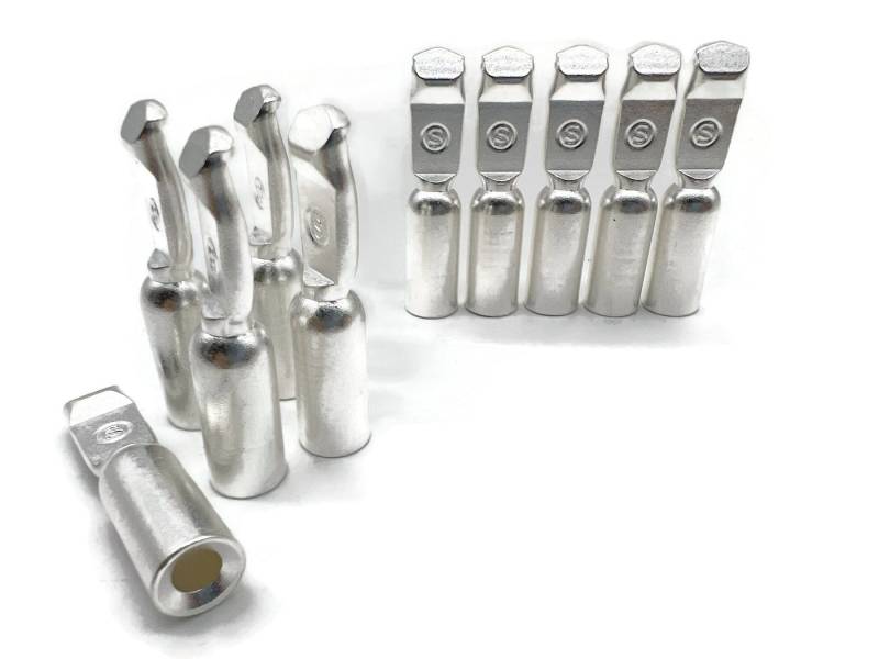 eXODA Kabelverbinder-Sortiment 10x Kontakt Pin für 120A Batterie Stecker 16 mm2, 2-polig, 10 Stück, 10-tlg., 10 Stück, versilberte Kupferkontakte Edelstahl-Federbleche 120A von eXODA