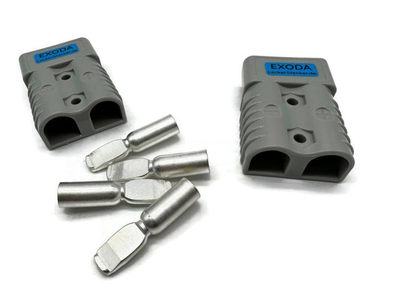 eXODA Kabelverbinder-Sortiment Batterie Set, 2 Stecker, bestehend aus jeweils 1x Gehäuse und 2x Kontakte von eXODA