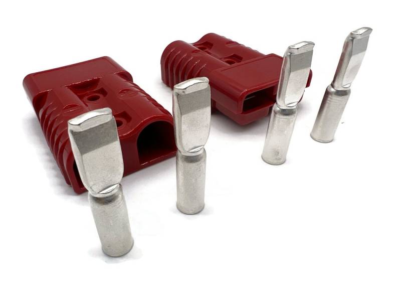 eXODA Kabelverbinder-Sortiment Batterie Stecker 175A 16 mm² rot Set für Gabelstapler Kabel, 2 Stecker, bestehend aus jeweils 1x Gehäuse und 2x Kontakte von eXODA