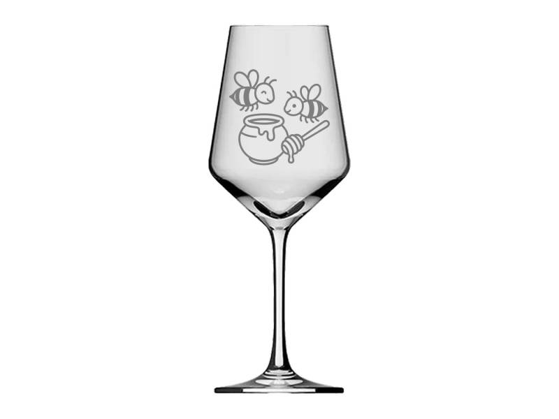 eXODA Weinglas Gravierte Honigbienen 350ml spülmaschinenfest für Weinliebhaber, Glas, Atemberaubende Darstellung von eXODA