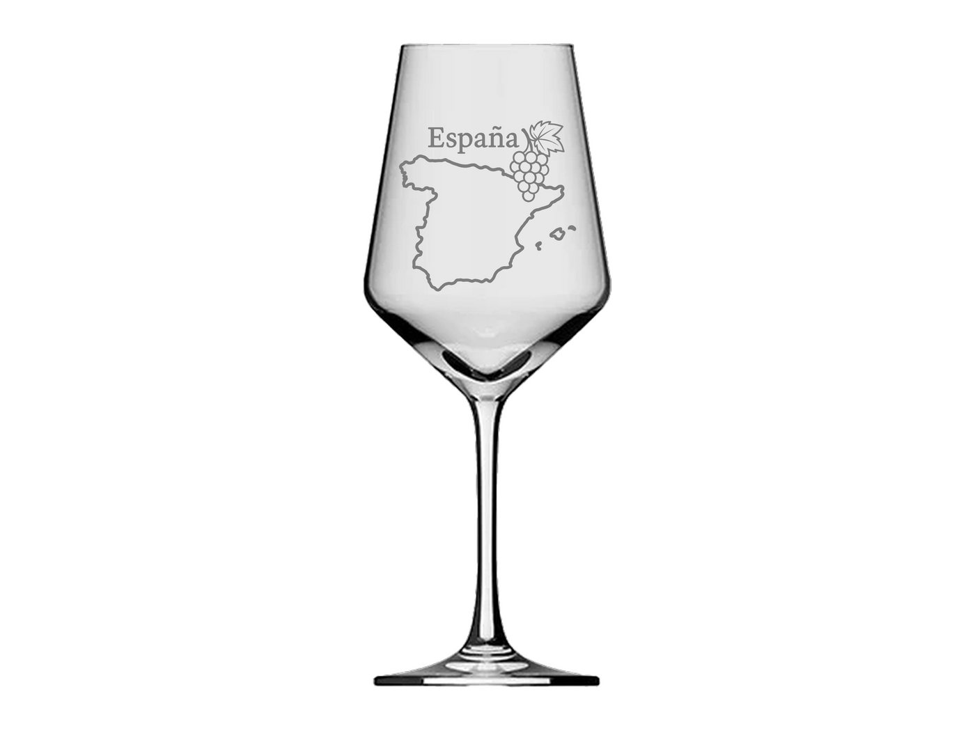 eXODA Weinglas Gravur Landkarte Spanien - 350ml absolut spülmaschinenfest, Glas, Atemberaubende Darstellung von eXODA