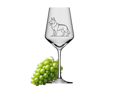 eXODA Weinglas Gravur Schäferhund Lasergravur ein Kunstwerk für Kenner made in Germany 350ml spülmaschinenfest 21cm hoch für Schäferhundliebhaber ideal als Geschenk von eXODA