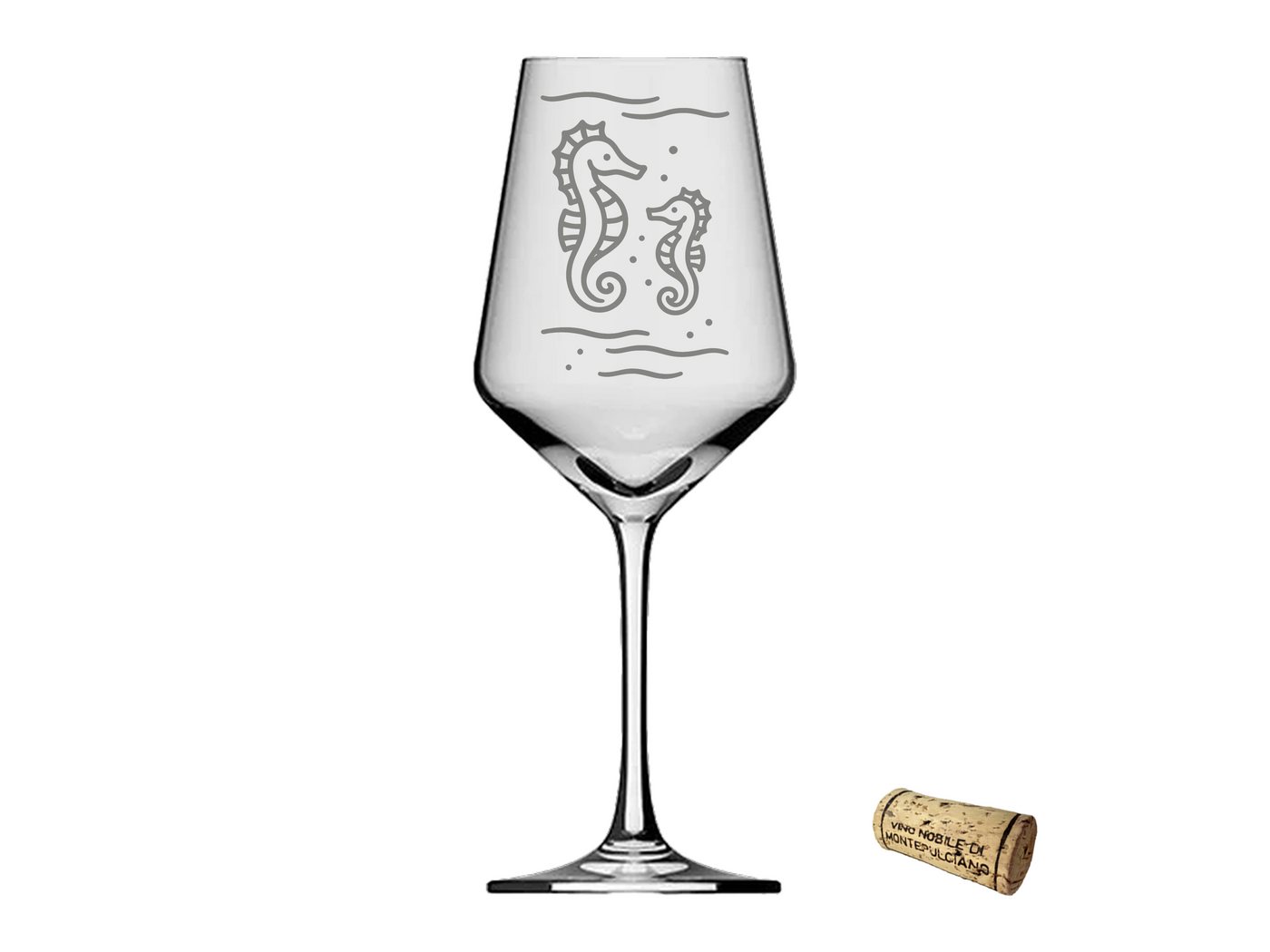 eXODA Weinglas Gravur Seepferdchen mit Baby - 350ml absolut spülmaschinenfest, Glas, Atemberaubende Darstellung eXODA Weinglas Gravur Seepferdchen mit Baby - 350ml absolut spülmaschinenfest, Glas, Atemberaubende Darstellung von eXODA