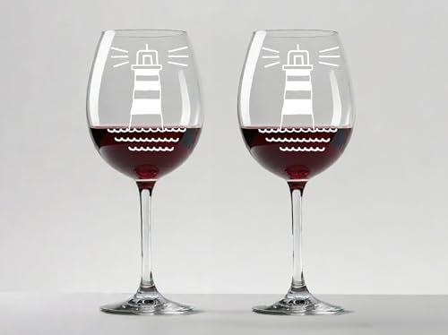 eXODA Weinglas Leuchtturm Fehmarn mit Motiv Set aus 2 Gläsern von eXODA