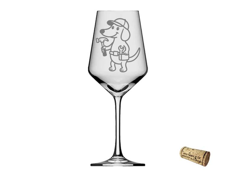 eXODA Weinglas Seppel Dackel Handwerker 350ml spülmaschinenfest für Grillmomente, Glas, Atemberaubende Darstellung von eXODA
