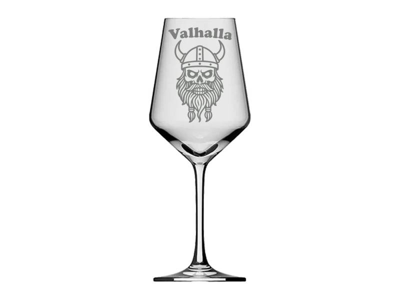 eXODA Weinglas Valhalla Wikinger-Design mit Totenkopf Gravur 350ml, Glas, Atemberaubende Darstellung von eXODA