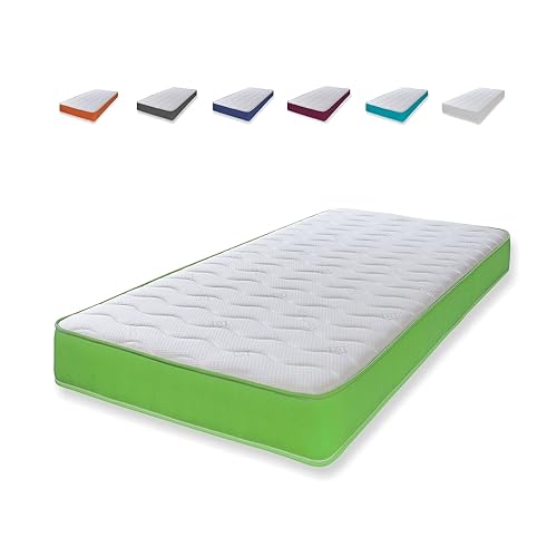 eXtreme comfort ltd Cooltouch Colours Coral Green Wave Hybrid-Matratze aus Memory-Schaum und Pinna-Coil-Federkernmatratze mit korallengrünem Rand, 18 cm tief, Shorty 75 x 175 cm von eXtreme comfort ltd