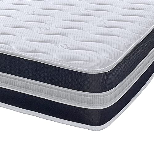 eXtreme comfort ltd Matratze mit Memory-Schaum und Federung, 22,9 cm, 3D-Airflow, tiefer Komfort, Mikro-Stepp-Matratze, kleines Einzelbett, 75 x 175 cm, Schwarz/Weiß von eXtreme comfort ltd