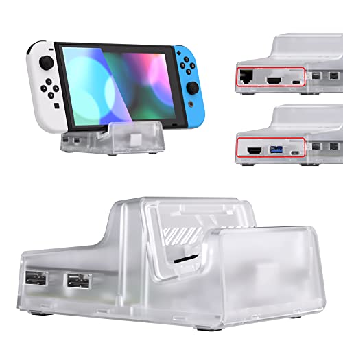 eXtremeRate AiryDocky DIY-Ersatzhülle Case für Nintendo Switch/OLED Dock Ladestation, Re-Design Tragbar Mini Dock Cover Shell für Switch Charging Station(Transparent)–KEIN Dock&Platine von eXtremeRate
