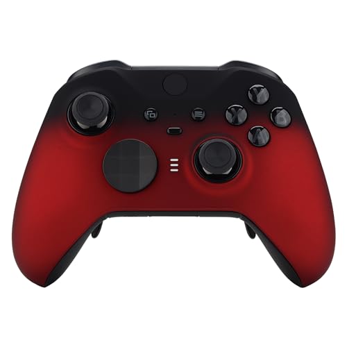 eXtremeRate Front Gehäuse für Xbox Elite Series 2/Series 2-Core Controller,DIY-Ersatz Hülle&Thumbsticks Accent-Ring Case Shell Set für Xbox Elite Series 2 Gamepad Modell 1797-Verlaufende Schwarz Rot von eXtremeRate