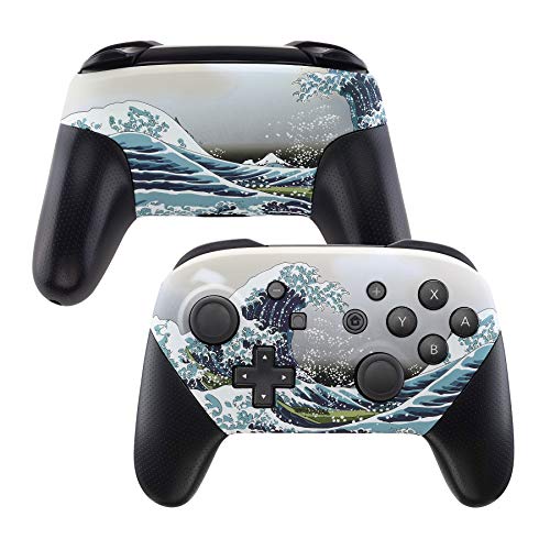 eXtremeRate Ersatz Front & Rückseite Hülle kompatibel mit Nintendo Switch Pro Controller, Custom Grips Case Cover Gehäuse Ersatzteile für Switch Pro Gamepad(Welle)-Kein Controller von eXtremeRate