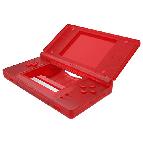 eXtremeRate Ersatz Gehäuse Case für Nintendo DS Lite NDSL, Voll Hülle&Knöpfen&Screen Protector Shell Zubehör für Nintendo DS Lite Handheld Spielekonsole(Transparent Rot)–KEIN Console von eXtremeRate