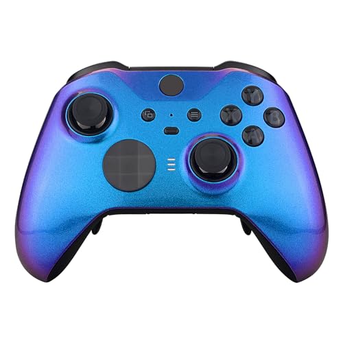 eXtremeRate Front Case für Xbox Elite Series 2/Series 2-Core Controller, Glossy DIY-Ersatz Hülle&Thumbstick Accent Ring Gehäuse Shell für Xbox Elite Series 2 Gamepad Model 1797-Lila Blau von eXtremeRate