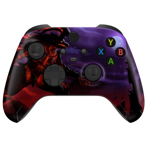 eXtremeRate Front Gehäuse Case für Xbox Series X/S Controller, Ersatz Vordere Hülle faceplate Skin Shell Cover Zubehör für Xbox Core Controller Model 1914(Dragon King)-KEIN Gamepad von eXtremeRate