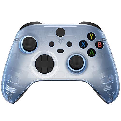 eXtremeRate Front Gehäuse für Xbox Series X&S Controller, DIY-Ersatz Vorderseite Hülle Zubehör Set, Custom Case Shell für Xbox Core Controller Model 1914-Transparent Gletscher Blau(KEIN Gamepad) von eXtremeRate