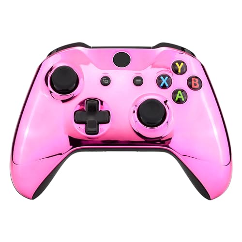 eXtremeRate Front Hülle Case für Xbox One S&X, Custom Glossy Skin Cover Vorderseites Gehäuse Faceplate Shell Ersatzteile für Xbox One S/X Controller Modell 1708-Chrome Rosa von eXtremeRate
