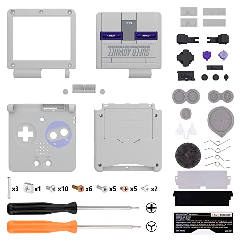eXtremeRate Full Gehäuse für Gameboy Advance SP,IPS Ready Upgraded Hülle & Taste Case Cover Shell Abdeckung Buttons für gba SP IPS&Standard LCD(Ohne Konsole&Platine)-Klassik SNES Stil von eXtremeRate