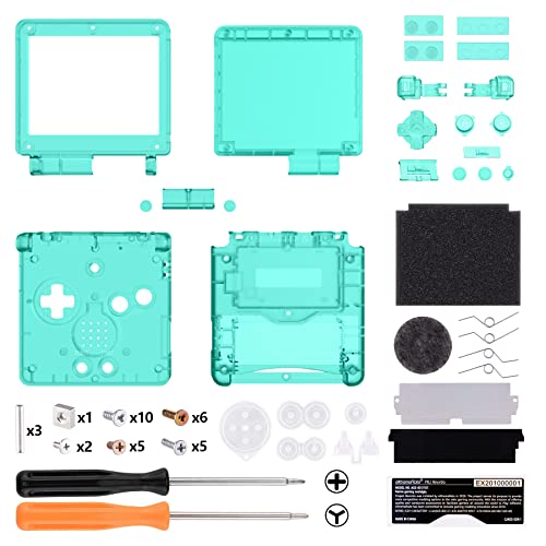 eXtremeRate Full Gehäuse für Nintendo Gameboy Advance SP,IPS Ready Upgraded Hülle & Taste, Ersatz Case Cover Shell Buttons für gba SP Konsole IPS&Standard LCD(KEIN Konsole&Platine)–Clear Smaragdgrün von eXtremeRate