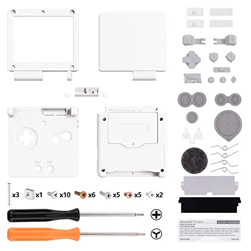 eXtremeRate Full Gehäuse für Nintendo Gameboy Advance SP,IPS Ready Upgraded Hülle & Taste Case Cover Shell Abdeckung Buttons für gba Konsole IPS&Standard LCD(KEIN Konsole&Platine)-Weiß von eXtremeRate