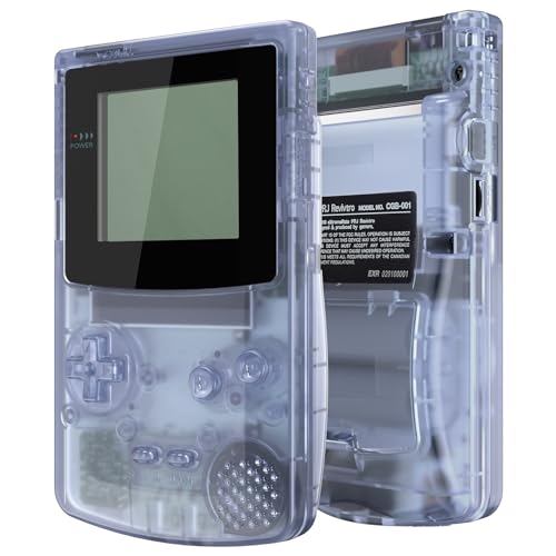 eXtremeRate Full Gehäuse&Tasten für Gameboy Color, DIY-Ersatz IPS Ready Upgraded Case Hülle für gbc OSD IPS&Reguläres IPS&Standard-LCD(Clear Gletscherblau&Schwarz)-KEIN Konsole&IPS-Bildschirm von eXtremeRate