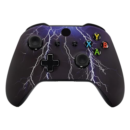 eXtremeRate Gehäuse für Xbox One X/S Controller, DIY-Ersatz Front Hülle Case Zubehör Faceplate für Xbox One S/X Controller Modell 1708-Blitz von eXtremeRate