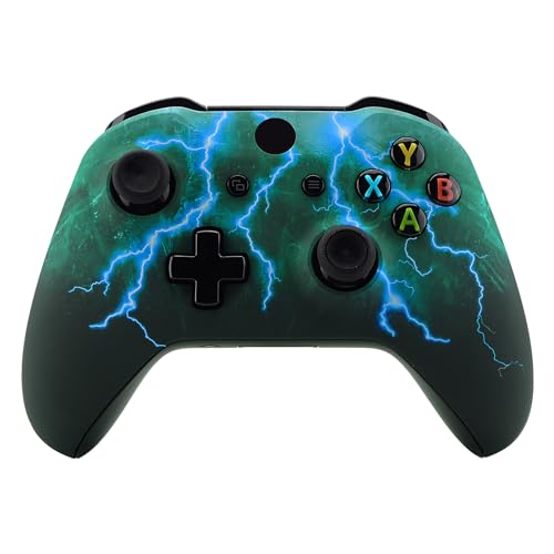 eXtremeRate Gehäuse für Xbox One X/S Controller, DIY-Ersatz Front Hülle Case Zubehör Faceplate für Xbox One S/X Controller Modell 1708-Grüner Sturm Donner von eXtremeRate