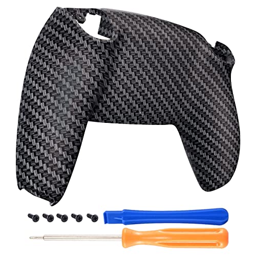 eXtremeRate Gehäuseunterseite, kompatibel mit PS5-Controller, Schwarz / Silber, Karbonfaser, kompatibel mit PS5-Controller, weiche Rückschale, kompatibel mit PS5-Controller von eXtremeRate