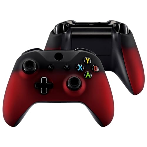 eXtremeRate Front Gehäuse & Griffe Hülle für Xbox One X/S Controller, Vorderseite Hülle & Grips Case Faceplate Ersatzteile für Xbox One S/X Controller Modell 1708-Schatten Rot von eXtremeRate