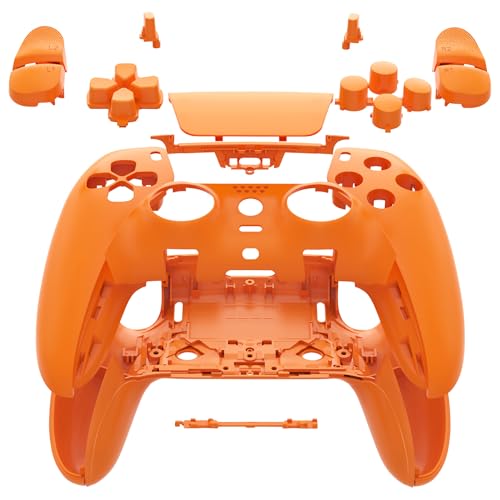 eXtremeRate Komplettes Set mit Tasten, Touchpad-Abdeckung, kompatibel mit PS5 Edge Controller, Orange, maßgeschneiderte Ersatzzierleiste, Front-Rückplatten, kompatibel mit PS5 Edge Controller von eXtremeRate