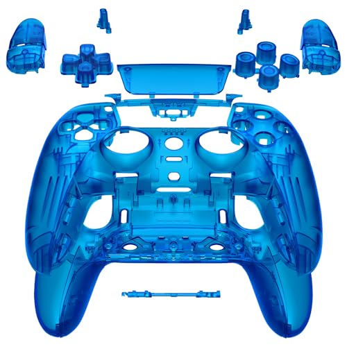 eXtremeRate Komplettes Set mit Tasten, Touchpad-Abdeckung, kompatibel mit PS5 Edge-Controller, transparent, blau, dekorative Zierleiste, Front-Rückplatten, kompatibel mit PS5 Edge Controller von eXtremeRate