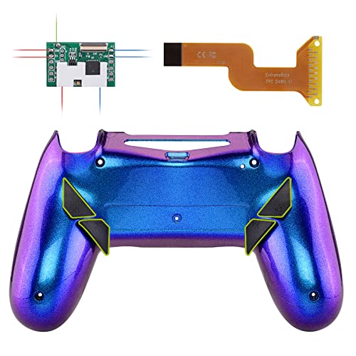 eXtremeRate Konfiguriert Dawn Remap Kit für ps4 Controller, DIY-Ersatz Hülle Rücken Gehäuse Case&Upgrade-Board& 4 Back Paddles Buttons Set für ps4 JDM-040/050/055(Lila Blau) von eXtremeRate