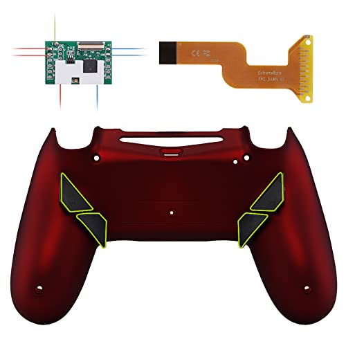 eXtremeRate Konfiguriert Dawn Remap Kit für ps4 Controller, DIY-Ersatz Hülle Rücken Gehäuse Case&Upgrade-Board& 4 Back Paddles Buttons Set für ps4 JDM-040/050/055(Rot) von eXtremeRate