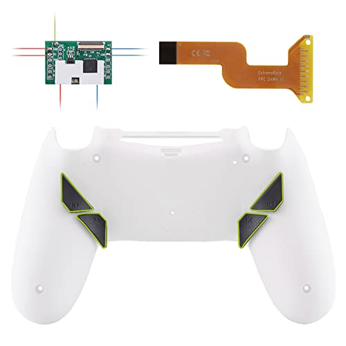 eXtremeRate Konfiguriert Dawn Remap Kit für ps4 Controller, DIY-Ersatz Hülle Rücken Gehäuse Case&Upgrade-Board& 4 Back Paddles Buttons Set für ps4 JDM-040/050/055(Schnee Weiß) von eXtremeRate