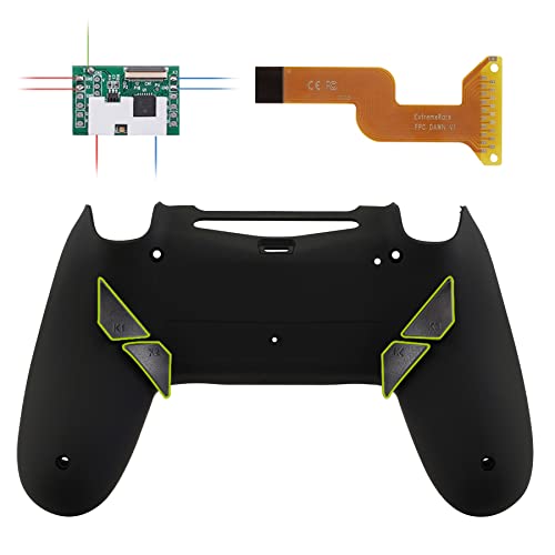 eXtremeRate Konfiguriert Dawn Remap Kit für ps4 Controller, DIY-Ersatz Hülle Rücken Gehäuse Case&Upgrade-Board& 4 Back Paddles Buttons Set für ps4 JDM-040/050/055(Schwarz) von eXtremeRate