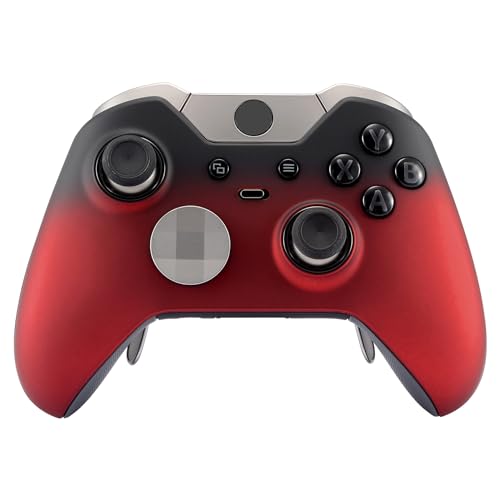 eXtremeRate Front Hülle Case für Xbox One Elite Controller, Custom Vorder Gehäuse & Thumbsticks Accent-Ring, DIY-Ersatz Abdeckung Set für Xbox One Elite Controller Model 1698(Gradient Schwarz Rot) von eXtremeRate