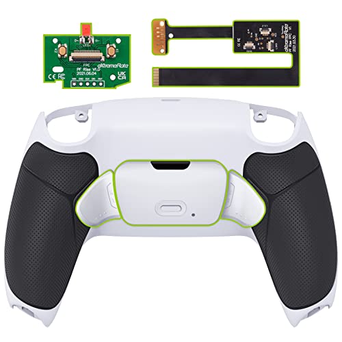 eXtremeRate Programmierbar RISE2.0 Remap Kit für ps5 Controller BDM-010/020 Model, Remap Platine&Backplate Gehäuse&Rücktasten Paddles Umbau Kit für ps5(Weiß Schwarz Gummiert Griff)-KEIN Controller von eXtremeRate
