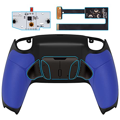 eXtremeRate Konfigurierbar RISE4 Metal Remap Kit für ps5 Controller BDM-010/020,Upgrade Mapping Board&Gummiert Griff Rück Gehäuse Case&Meall Back Paddles Rücktasten für ps5-Berliner Blau von eXtremeRate