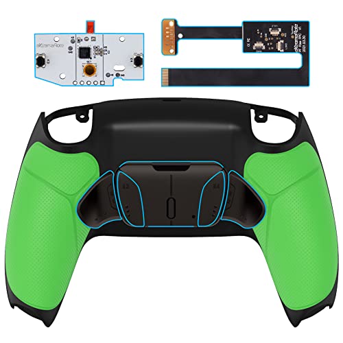 eXtremeRate Konfigurierbar RISE4 Metal Remap Kit für ps5 Controller BDM-010/020,Upgrade Mapping Board&Gummiert Griff Rück Gehäuse Case&Meall Back Paddles Rücktasten für ps5-Grelle Grün von eXtremeRate