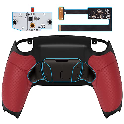 eXtremeRate Konfigurierbar RISE4 Metal Remap Kit für ps5 Controller BDM-010/020,Upgrade Mapping Board&Gummiert Griff Rück Gehäuse Case&Meall Back Paddles Rücktasten für ps5-Rot von eXtremeRate