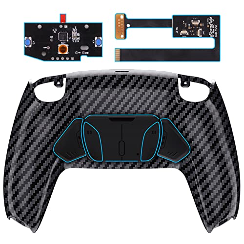 eXtremeRate Konfigurierbar RISE4 Remap Kit für ps5 Controller BDM-010/020 Modell, Remapper Board&Ergonomic Case Rückplate Gehäuse&Back Paddles Buttons für ps5-Carbon Fiber von eXtremeRate