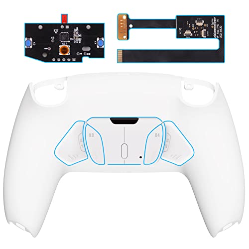 eXtremeRate Konfigurierbar RISE4 Remap Kit für ps5 Controller BDM-010/020 Modell, Remapper Board&Ergonomic Case Rückplate Gehäuse&Back Paddles Buttons für ps5-Schneeweiß von eXtremeRate