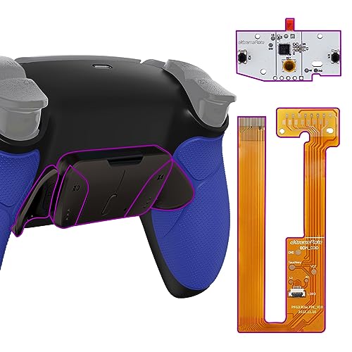 eXtremeRate Programmierbar RISE4 Remap Kit für ps5 Controller BDM-030/040,Real Metal Buttons(RMB) Remap Board&Rückplate Gehäuse/Case&Meall Back Paddles Rücktasten für ps5-Berliner Blau Gummierte Griff von eXtremeRate
