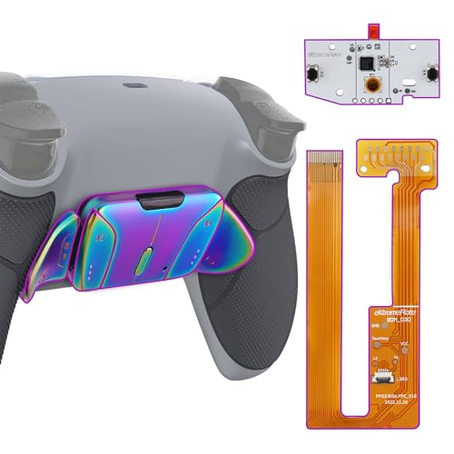 eXtremeRate Programmierbar RISE4 Remap Kit für ps5 Controller BDM-030/040,Real Metal Buttons(RMB) Remap Board&Rückplate Gehäuse/Case&Meall Back Paddles Rücktasten für ps5-Grau&Aura Blau Lila von eXtremeRate