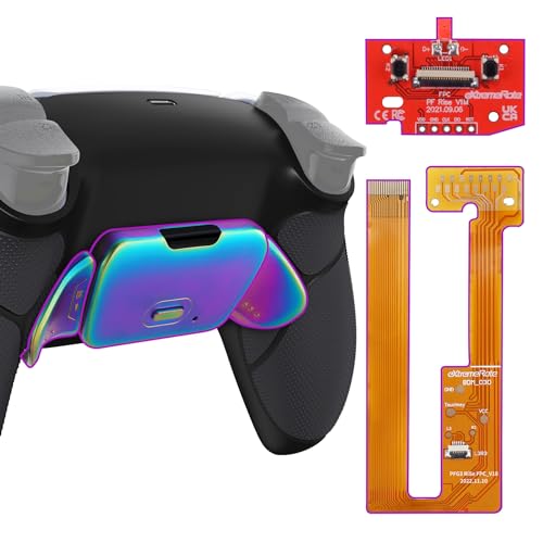 eXtremeRate Programmierbar Rise (RMB) Remap Kit für ps5 Controller BDM-030/040, Real Metal Buttons Remap Board&Gummiert Griff Rückgehäuse&Metall Back Paddles Set für ps5-Schwarz&Aura Blau Lila von eXtremeRate