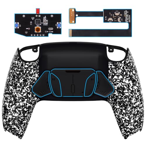 eXtremeRate Programmierbares RISE4 Remap Kit für ps5 Controller BDM-010/020,Remapping Board&Grips Case Texturiertes Rückplate Gehäuse&Rücktasten Back Paddles für ps5-Weiß von eXtremeRate