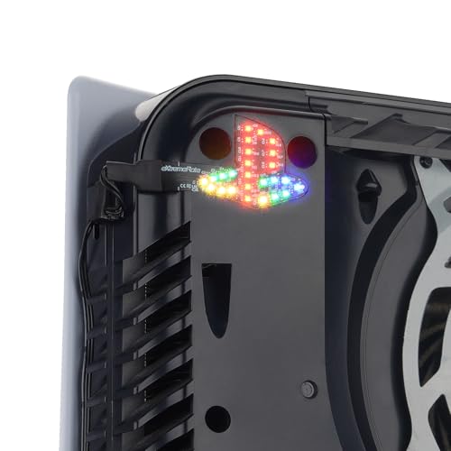 eXtremeRate RGB RAINBOW Logo LED Kit für ps5 Konsole (2020 CFI-1 Series), 7 Farben 40 Lichteffekt Logo-LED Beleuchtung Kabel Zubehör für ps5 Disc & Digital Console von eXtremeRate