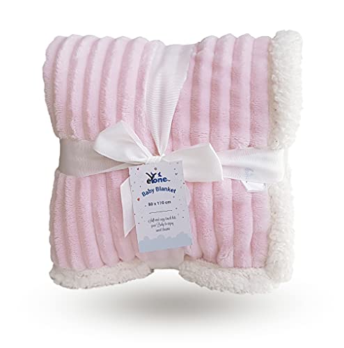 eYone Große Babydecke aus Sherpa-Fleece, für Kinderbett, Autositz, Kinderwagen (80 x 110 cm) (Rosa) von eYone