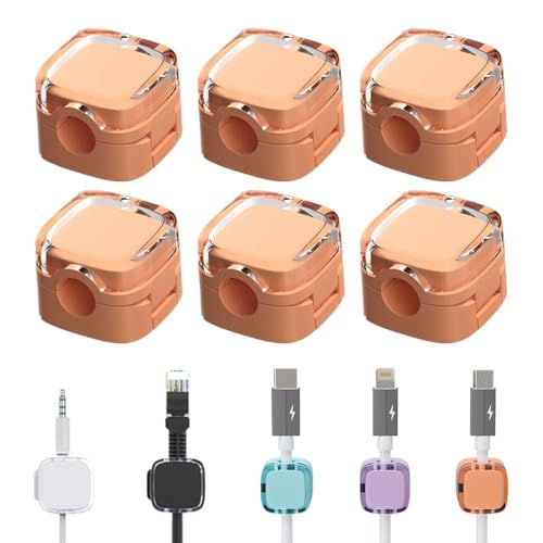 2024 Neue 6PCS Magnetische Kabel Clips, Ladekabel Magnetische Kabel Organizer Lagerung Halter, Kabelhalter Selbstklebend, Kabel Organizer Selbstklebend für Schreibtisch (Orange) von eaacaa