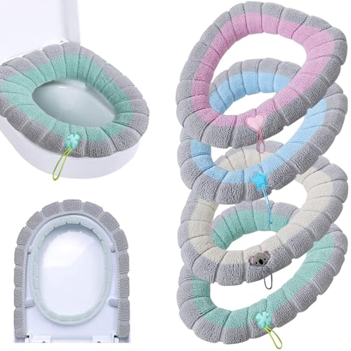 4 Stück Toilettendeckel Toilettensitzbezug Pads mit Griff Toilettendeckel Abdeckung Kissen Dicker von eaacaa