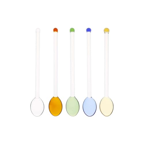 5 Stück Glaslöffel für Kaffee Teelöffel Glas Rührlöffel Stab 15 cm Kaffee Rührer Eis Tee Löffel Glas Rührlöffel für Tee Zucker Zuhause Bar Party von eaacaa